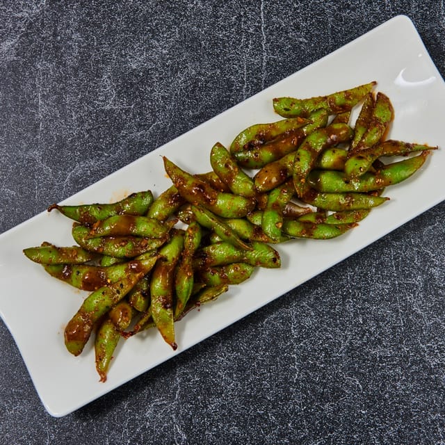 Spicy Garlic Edamames.